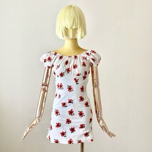 Caroline Constas Calla Retro Red Floral Print Mini Dress NWT SZ XS